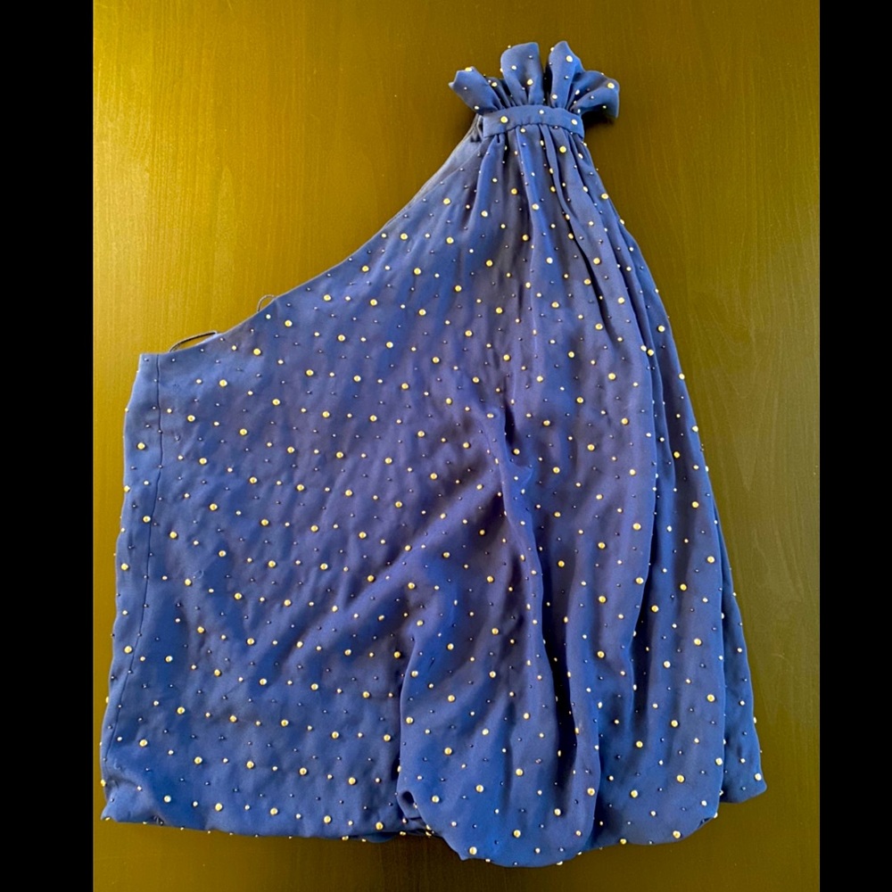 Robert Rodriguez Blue studded one-shoulder blouse Sz 6